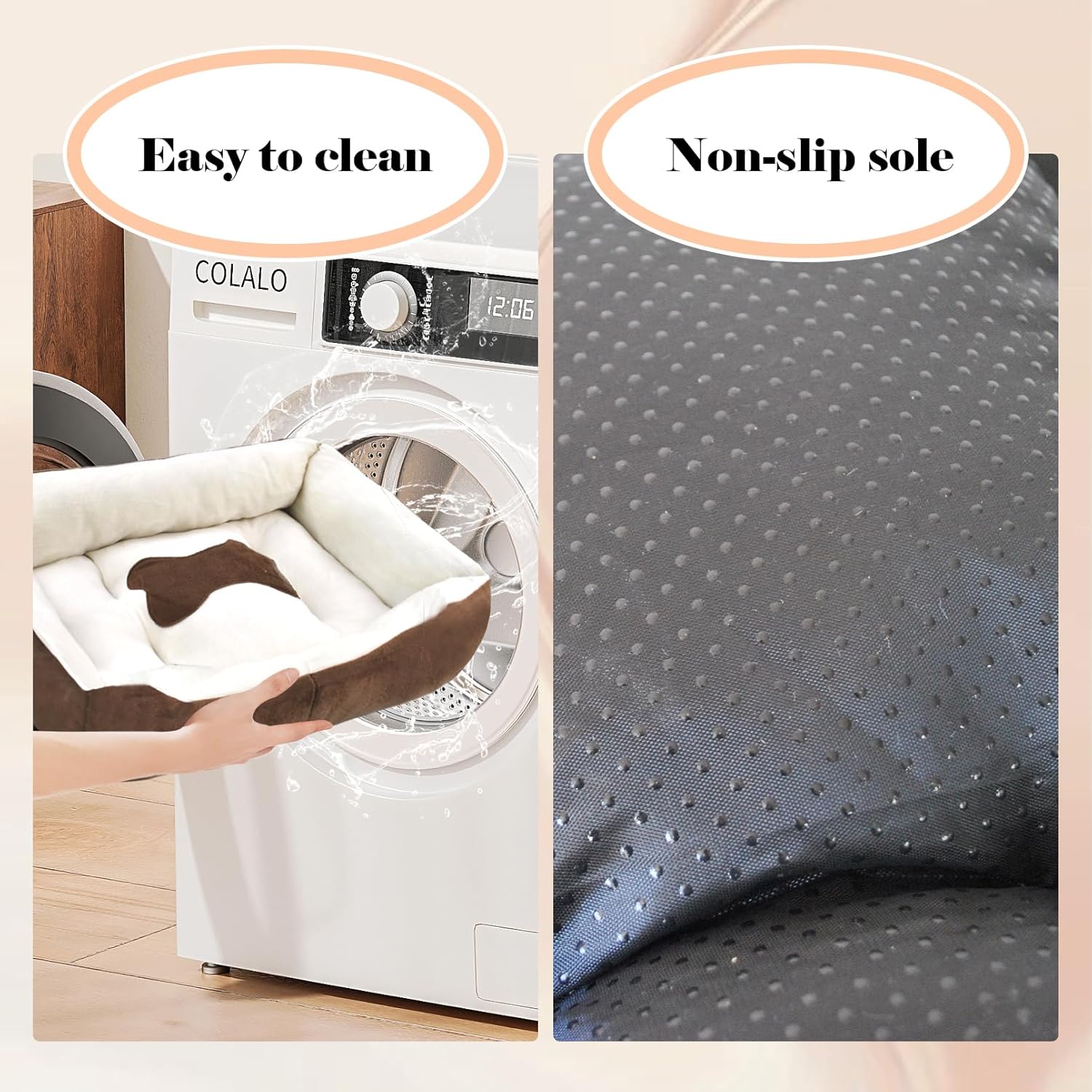 Dog Beds for Small Dogs,Rectangle Cat Beds for Indoor Cats,20"x15"x6" Washable Pet Bed with Side and Anti-Slip Bottom for Medium Dog,Kitten(Beige)