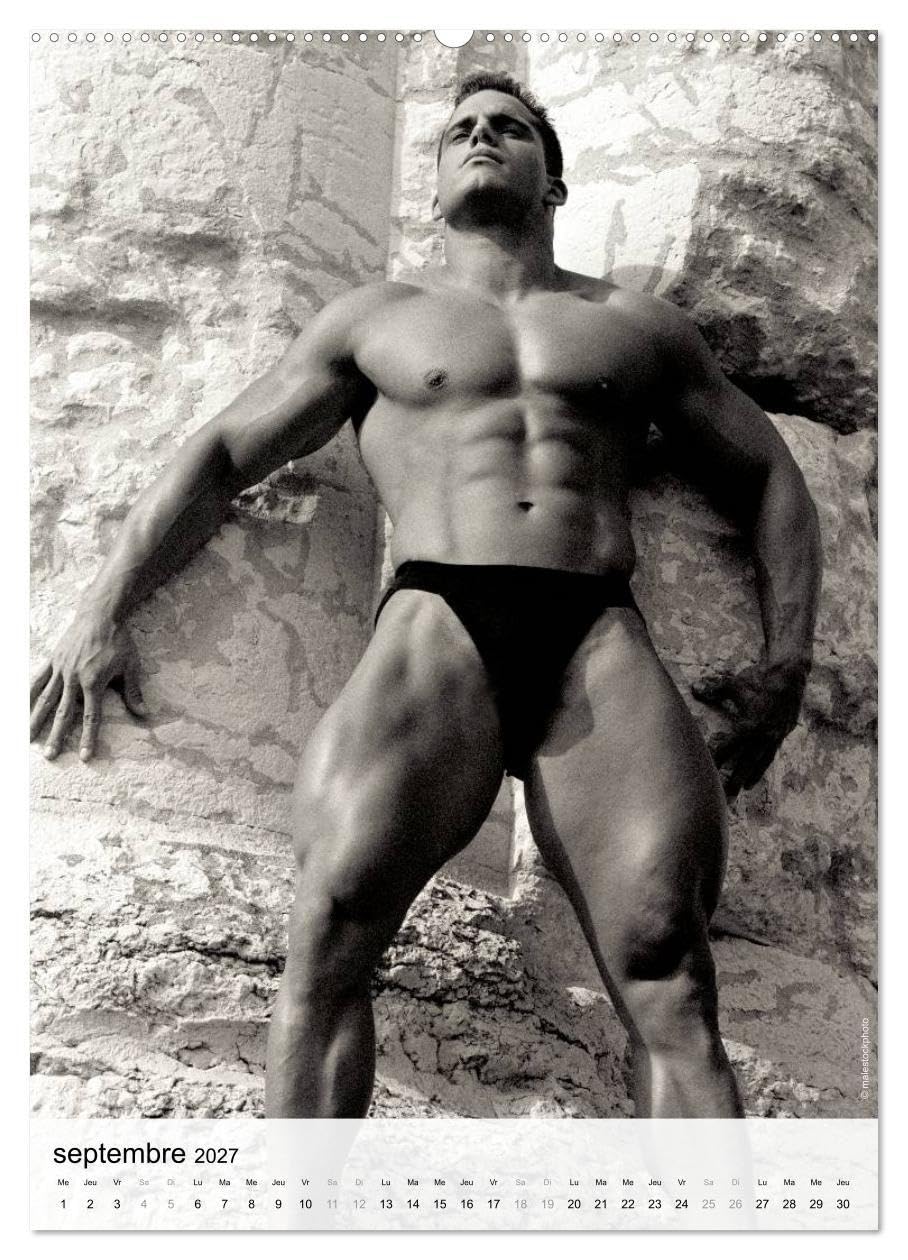 contrastes hommes (Calendrier mural haut de gamme 2027 DIN A2 horizontal), CALVENDO calendrier mensuel: Calendrier mensuel avec 13 photos en noir et blanc avec du nu artistique masculin
