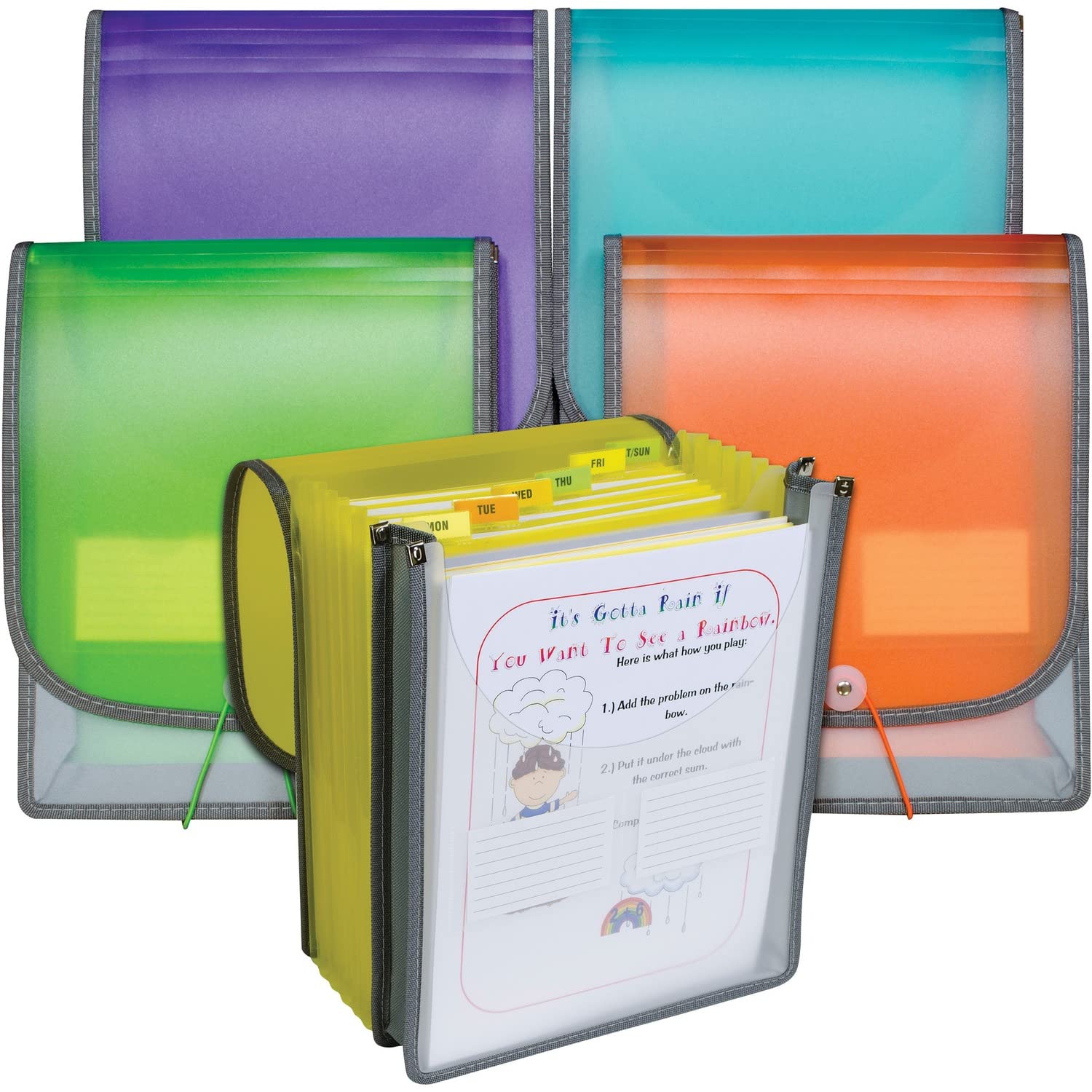 Photo 1 of C-Line 7-Pocket Vertical Backpack File, Assorted, 1" x 10 1/4" x 12 3/4"