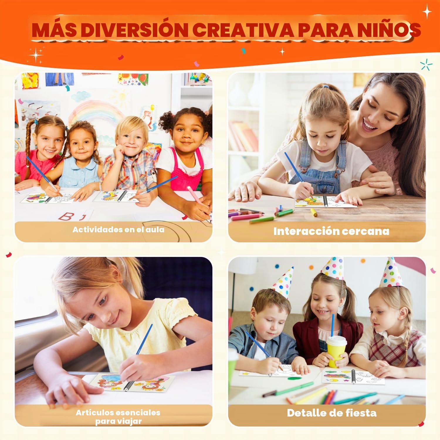 ZMLM Libros de Colorear con Agua para Detalles Cumpleaños niños, Regalos Cumpleaños Colegio invitados Juguetes, Livros de colorir infantis Manualidades Niños para 3 a 9 Años(24 Clásico)