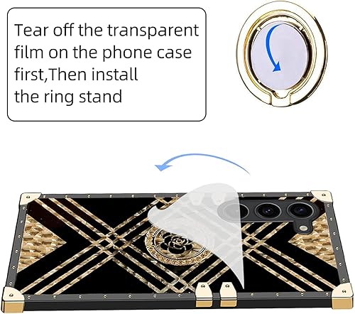 Miniatura 5 de KuDiNi Funda para S23 Plus, Galaxy S23 Plus para mujer, funda cuadrada a prueba de golpes, TPU retro, elegante, clásico, borde de lujo, protección