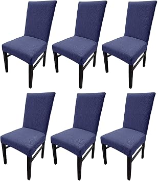 Jakarl  Dokuma Kuma  Likral  Esnek 6l  Sandalye K l f  Kaliteli Stre  Sandalye  rt s  6 ADET Lacivert