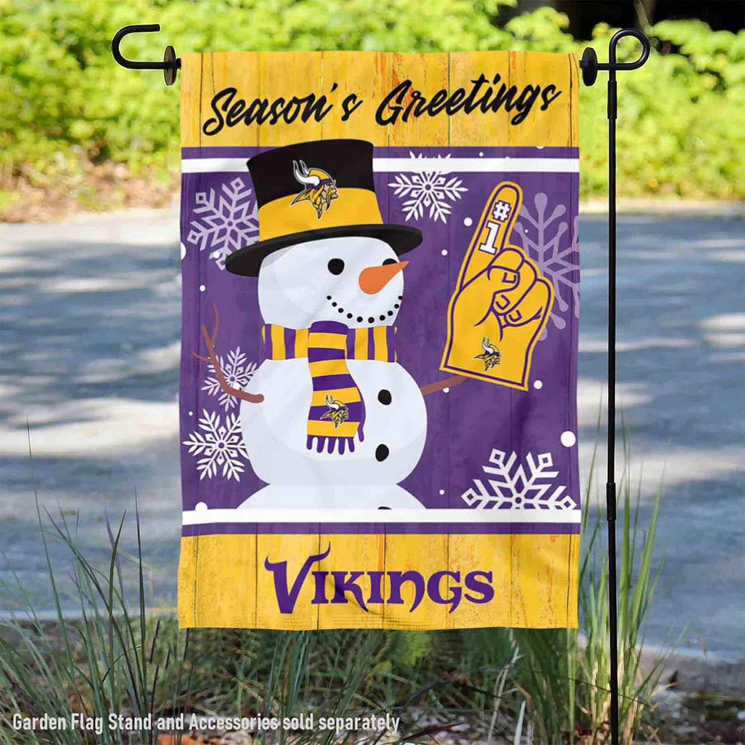 Minnesota Vikings Holiday Winter Snow Garden Flag Double Sided Banner - Image 2