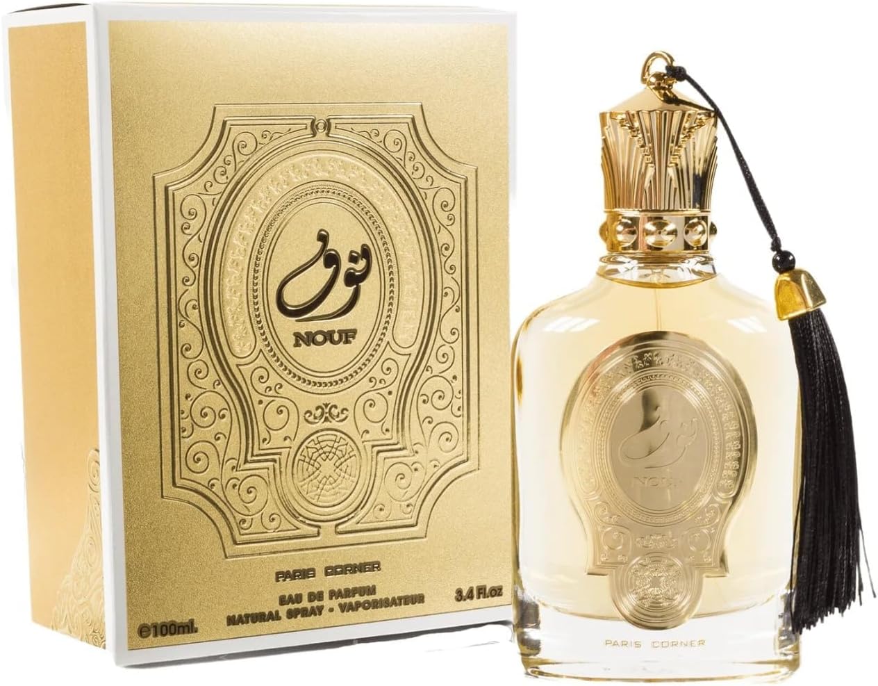 Nouf by PARIS CORNER - 100ml Women’s Eau de Parfum| Tropical Pineapple, Grapefruit & Bergamot Notes | Softened with White Cedar, Wild Patchouli & Jasmine | Ideal for Everyday Wear Women's Perfume
