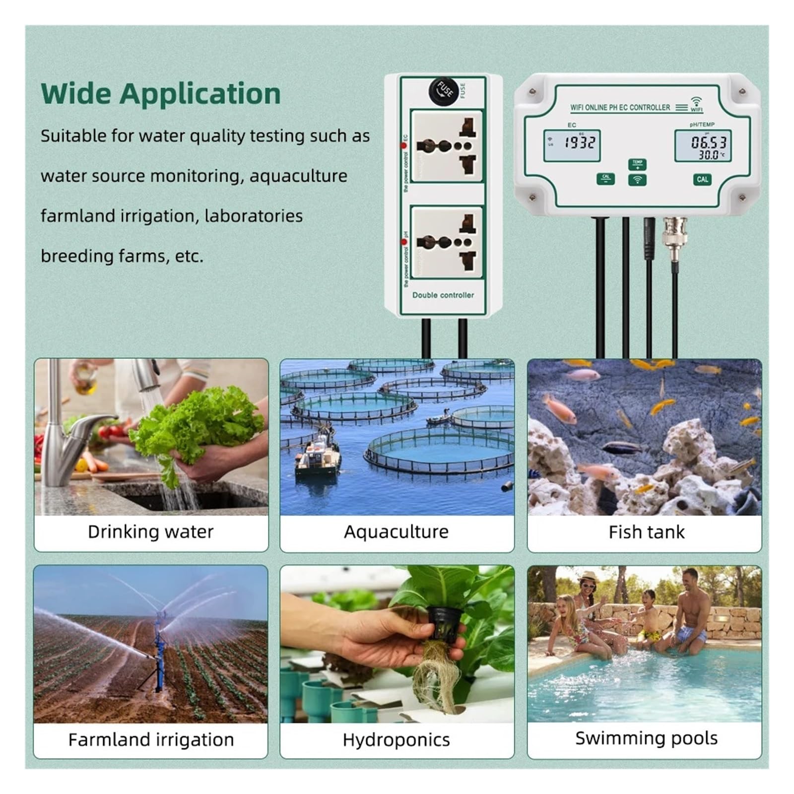 WiFi Online PH EC Meter Conducibilità Temp Tester di qualità Del'acqua Controller for Acquari Coltivazione Idroponica Fuori Suolo Misura Accurata