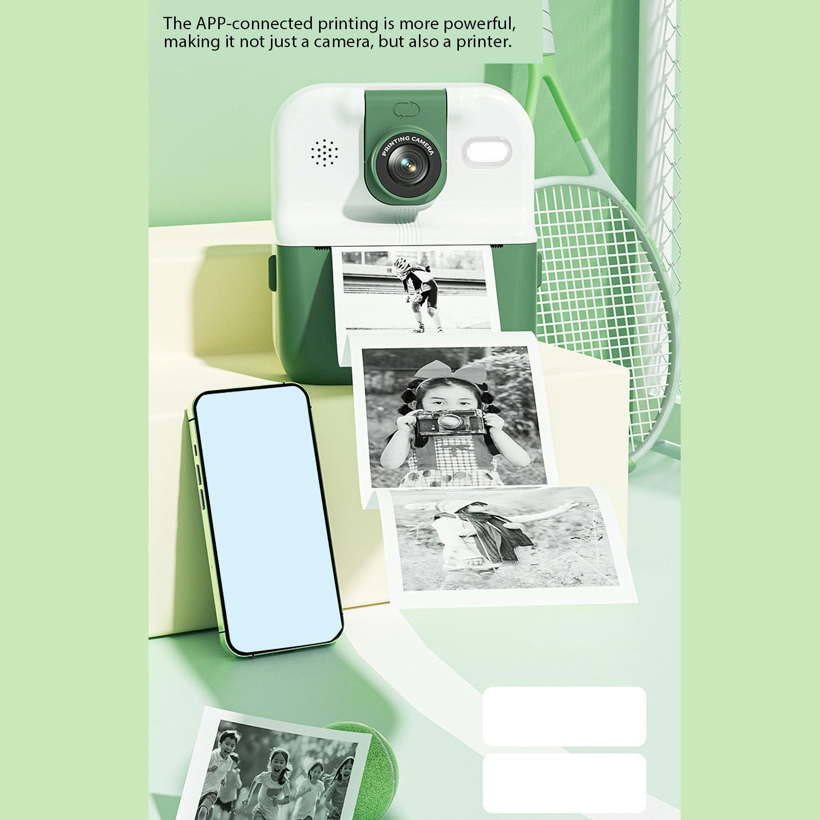 Fotocamera a Stampa Istantanea, Fotocamere Digitali per Foto a Stampa Istantanea HD da 48 MP, Fotocamera Istantanea per Selfie con Schermo IPS da 2,4 Pollici con Obiettivo (verde