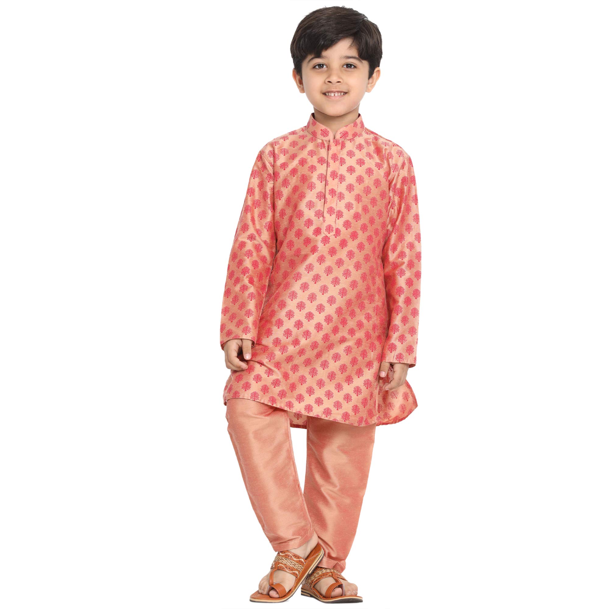 Jbn Creation Boys' Pink Silk Blend Kurta And Pyjama Set_Jbnbk071Pnnpvpn_32