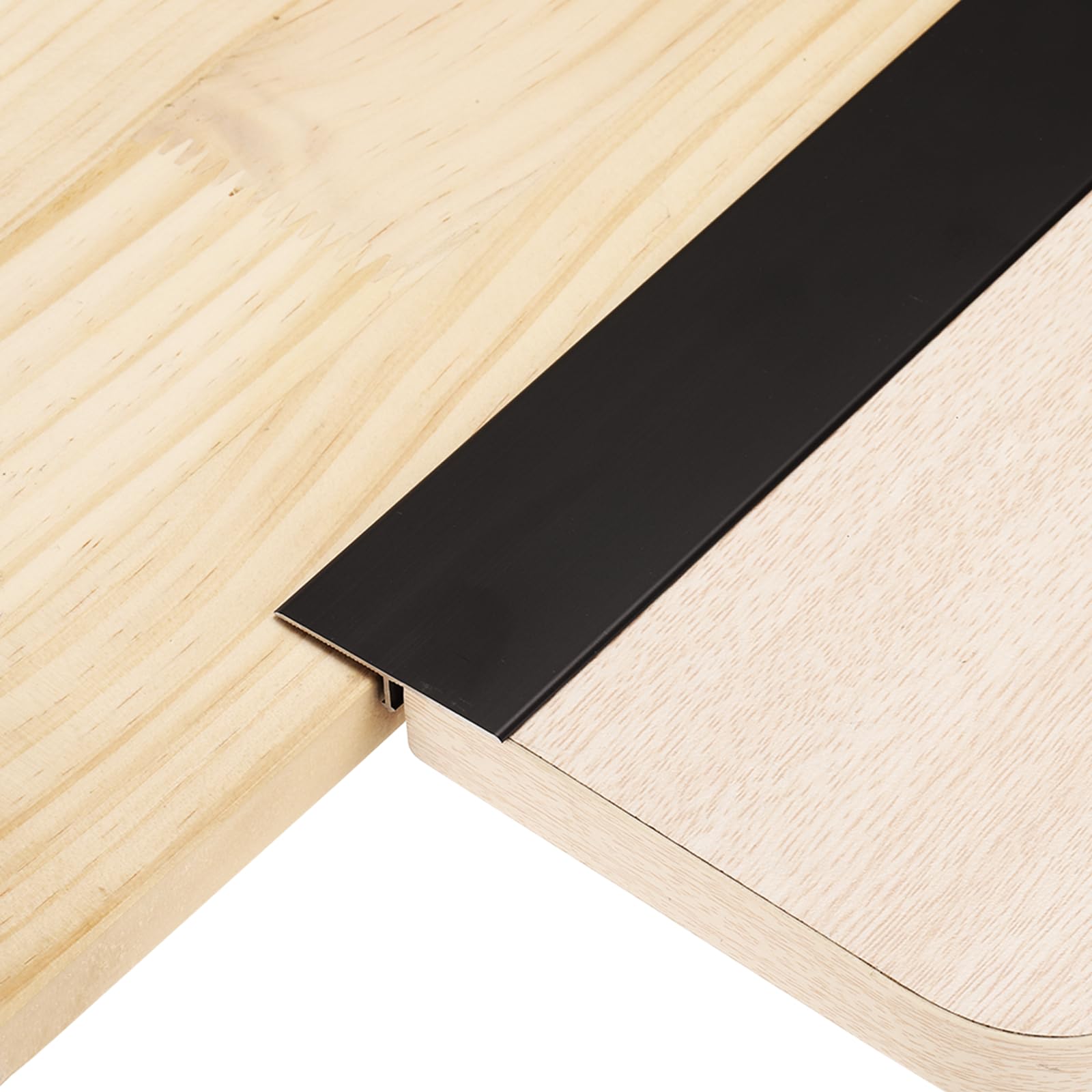 sourcing map 3Pcs 4ft x 1.57" T Molding Floor Transition Strips, Aluminium Alloy Vinyl Flooring Gap Trim for Joining Laminate Planks Tiles Floor Gaps, Matte Black