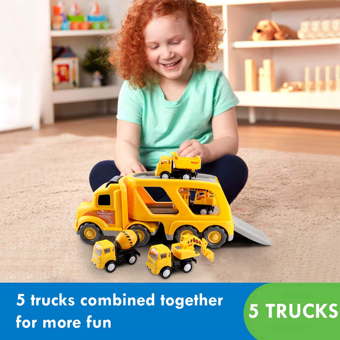 SLENPET Construction Truck Toys for 3 Years Old Boys Kids Toddlers