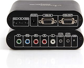 BolAAzuL VGA/YPbPr Component to VGA Video Audio Converter for PS2/PS3/Wii, DVD Player, YPbPr to VGA Adapter, VGA+5 RCA Component in to VGA Out Switch Supports 1080P