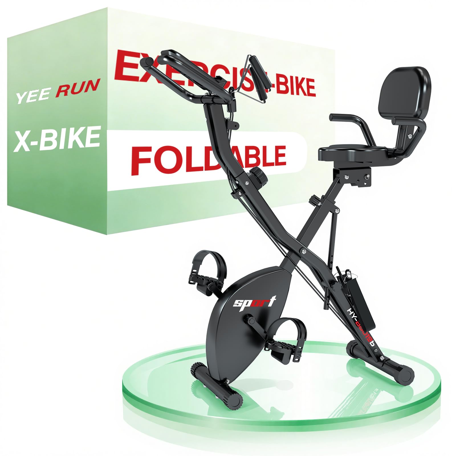 Vélo d'appartement pliable 4 en 1 avec écran LCD et mesure du pouls - 8 niveaux de résistance magnétique, capacité 120 kg
