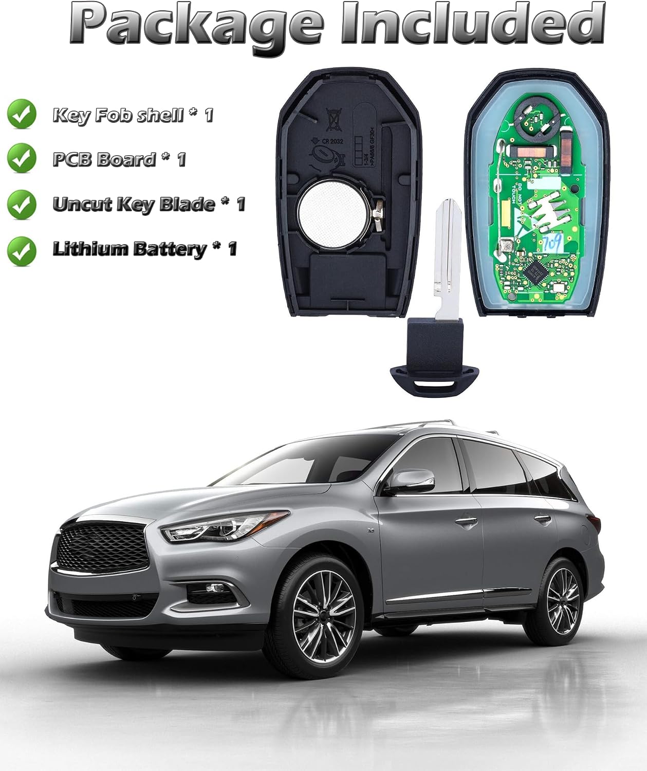 Smart Key Fob for Infiniti QX60 2019-2020, Alliskeys Proximity Keyless Entry Remote Control Key Fob Replacement Compatible with Infiniti QX60 2019-2020 KR5TXN7 285E3-9NR4A S180144709