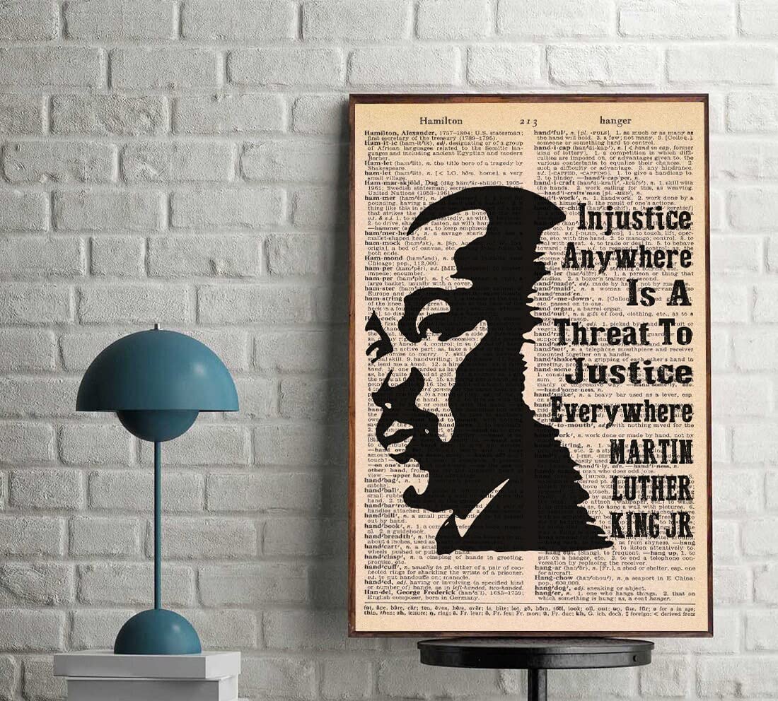 Retro Metal Tin Sign 12 X 16 Inches Injustice Anywhere is A Threat to Justice Everywhere Martin Luther King JR Martin Luther King Poster Martin Luther King Saying Wall Art Funny Wall Decor Home Decor