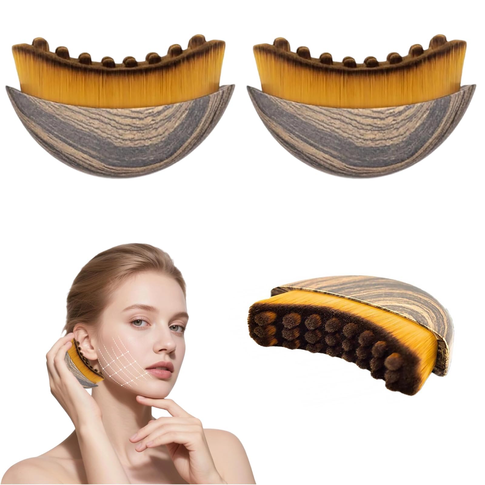 2 pezzi Pennello per Contorno, Drainage Face Brush, Contour Massager per Relieve Fatigue, Scolpire il Viso, Mento e Mascella