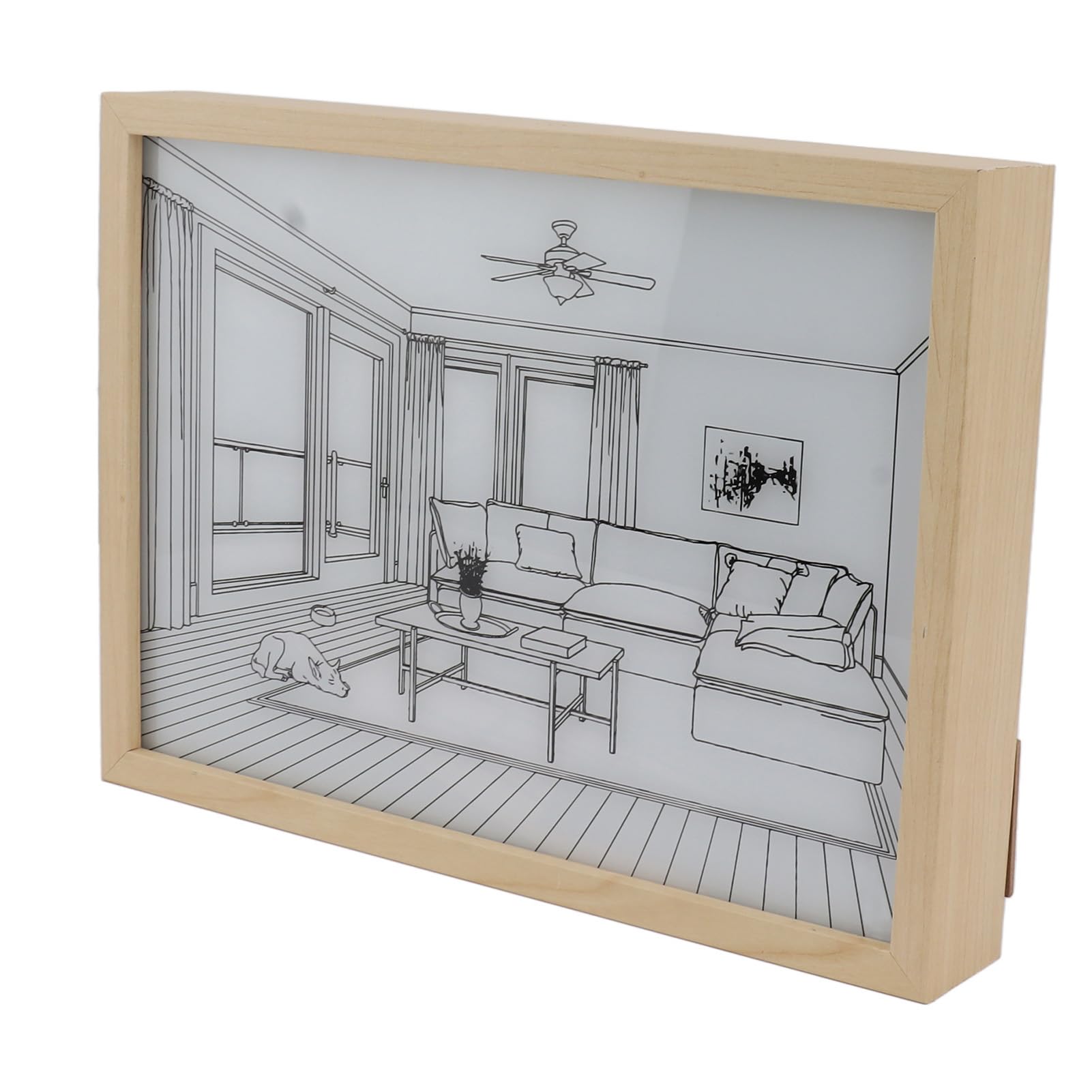 Ghzste Pintura de Marco de Fotos en la Sombra Iluminada LED, Ilustraciones con Reflejos Negativos, Lámpara de Arte de Pared Decorativa de Dormitorio para el Hogar, Oficina, Cocina