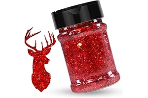HTVRONT Holographic Glitters for Crafts, 100g Red Chunky Glitter
