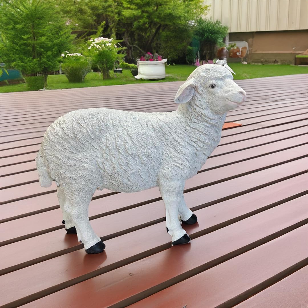 THE ENCHANTED GARDEN Standing Sheep Garden Ornaments Outdoor Decor Farm Animals Home Resin Decoration Accessories Gardening Gifts