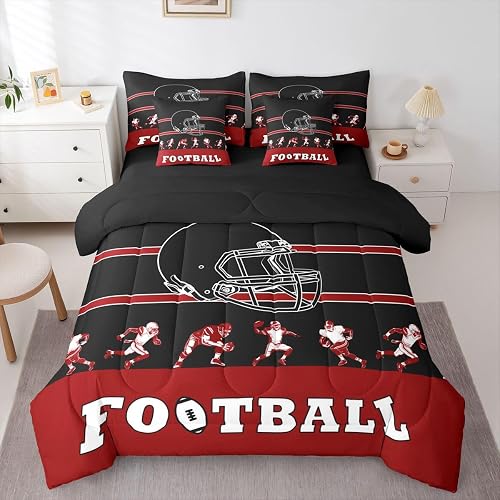 Erosebridal 7 Piece Bed in a Bag Queen Size Comforter Set Football Bedding Set,F