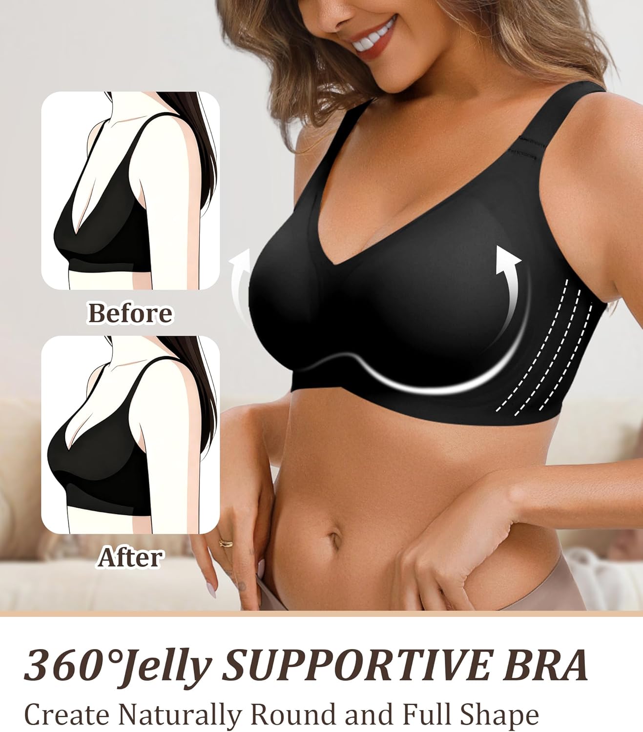 Womens Wireless Bras Push Up Bralettes Comfortable No Underwire Tshirt Bra Seamless Full Support Lift Bralette Everyday Bras - Image 3