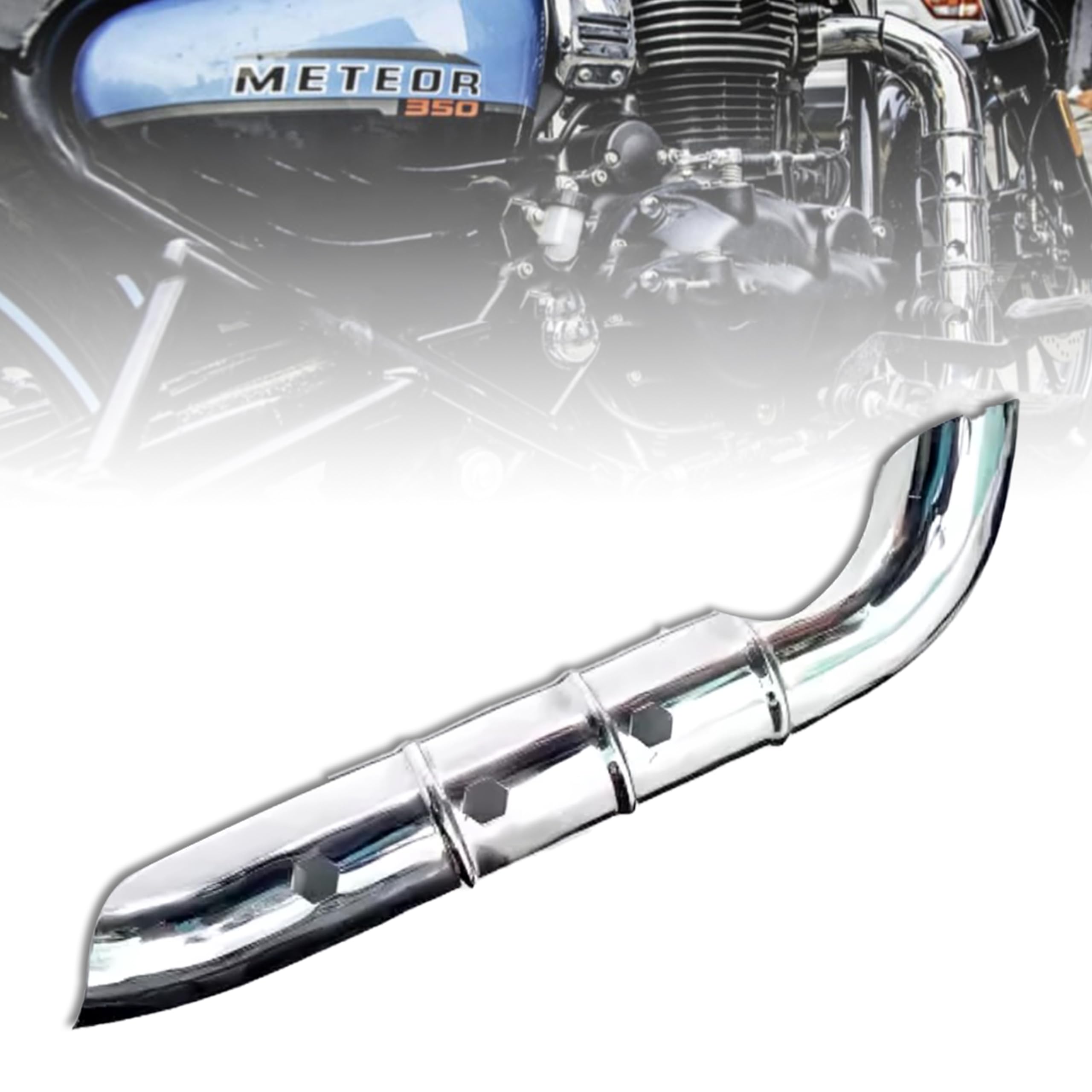 OBEROI'S TRADERS Bike Silencer Bend Pipe Heat Shield Protector/Cover Guard Anti-Corrosion Black Coated Compatible with Royal Enfield Classic Reborn 350 & Meteor 350 (Silver)-image-43