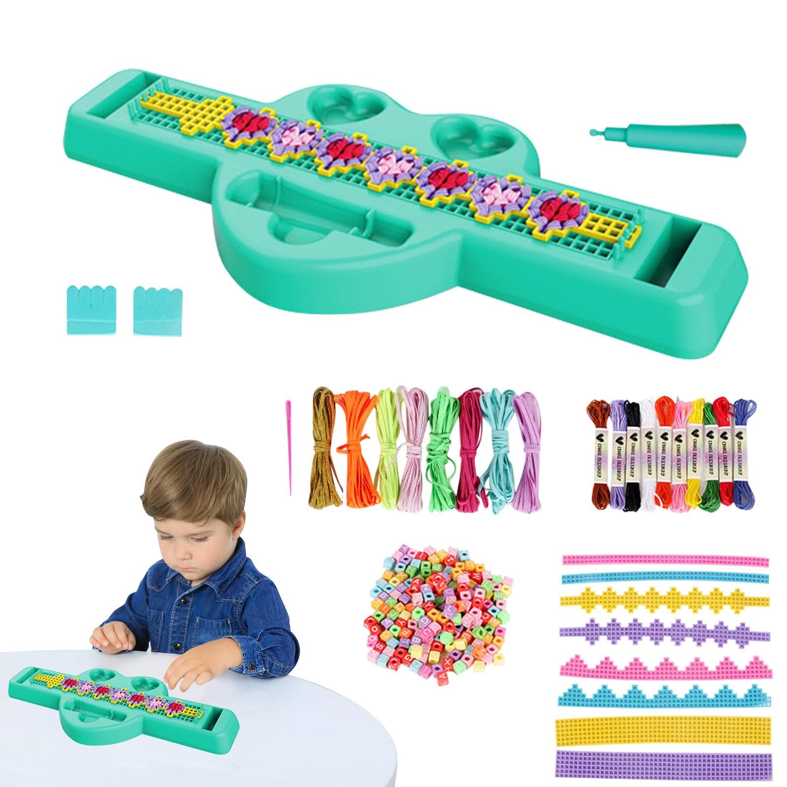 Holz-Armband-Bastelset Für Kinder & Erwachsene – Mit Flechtwerkzeug Für Freundschaftsbänder, Inkl. 40 Stäbchen Und Brett