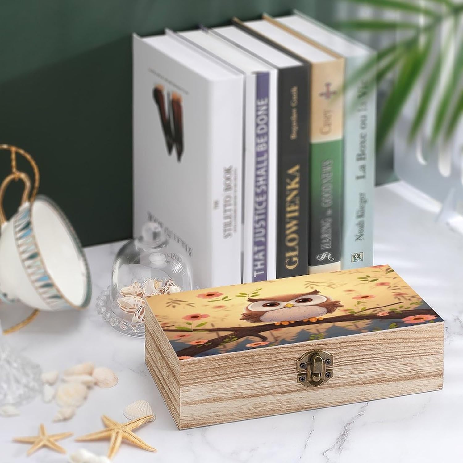Cute Owl Wooden Storage Box Vintage Jewelry Box image 4
