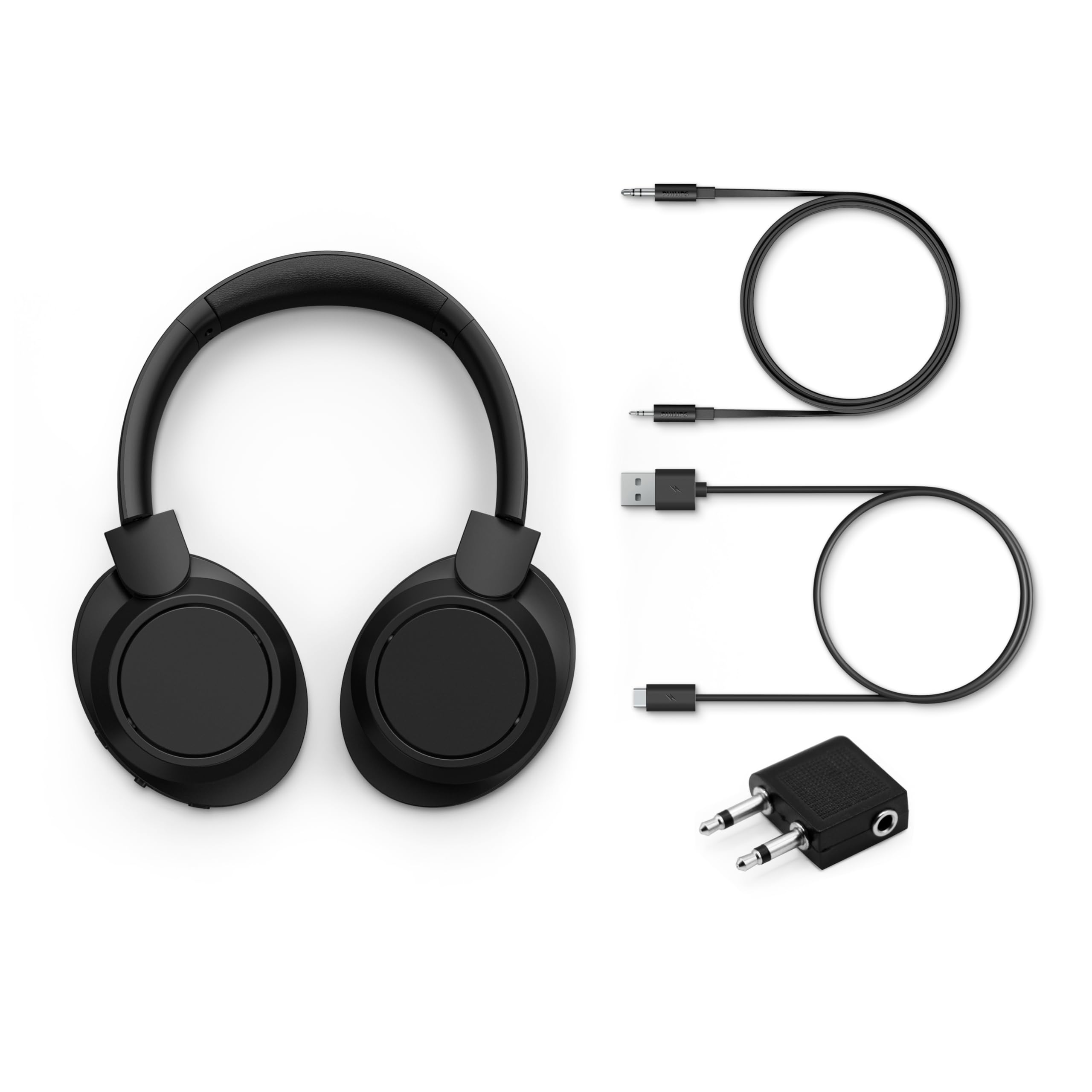 PHILIPS TAH6529BK/00 Casque Bluetooth sans Fil Over‑Ear à Réduction de Bruit – Excellente qualité d’Appel, Compatible Assistant Vocal, Jusqu’à 45 h d’écoute, Adaptateur Avion Inclus – Noir