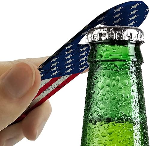 Miniatura 5 de Abrebotellas de acero inoxidable, abridor de botellas plano, duradero para el hogar, cocina, bar, restaurante, fiesta, 7 pulgadas (grano de madera