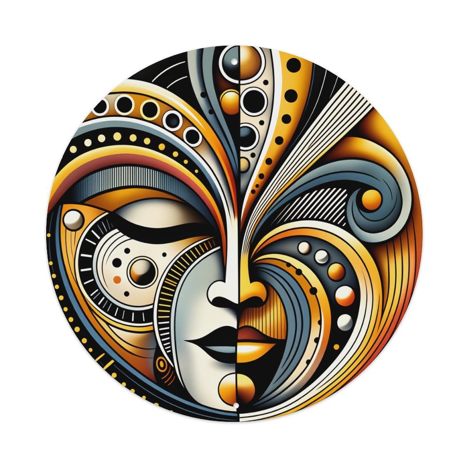 Abstract Mechanical Face Art Design Round Tin Sign Vintage Style Metal Sign Home Bar Garden Wall Plaque Decor Metal Poster 8x8 Inch