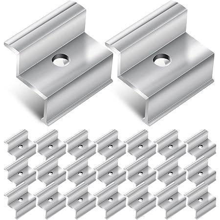8 Pinces Centrales 30 Mm Argentées + Vis – Fixation Panneaux Solaires PV Pour Balkonkraftwerk, Supports Inox Résistants Aux Intempéries
