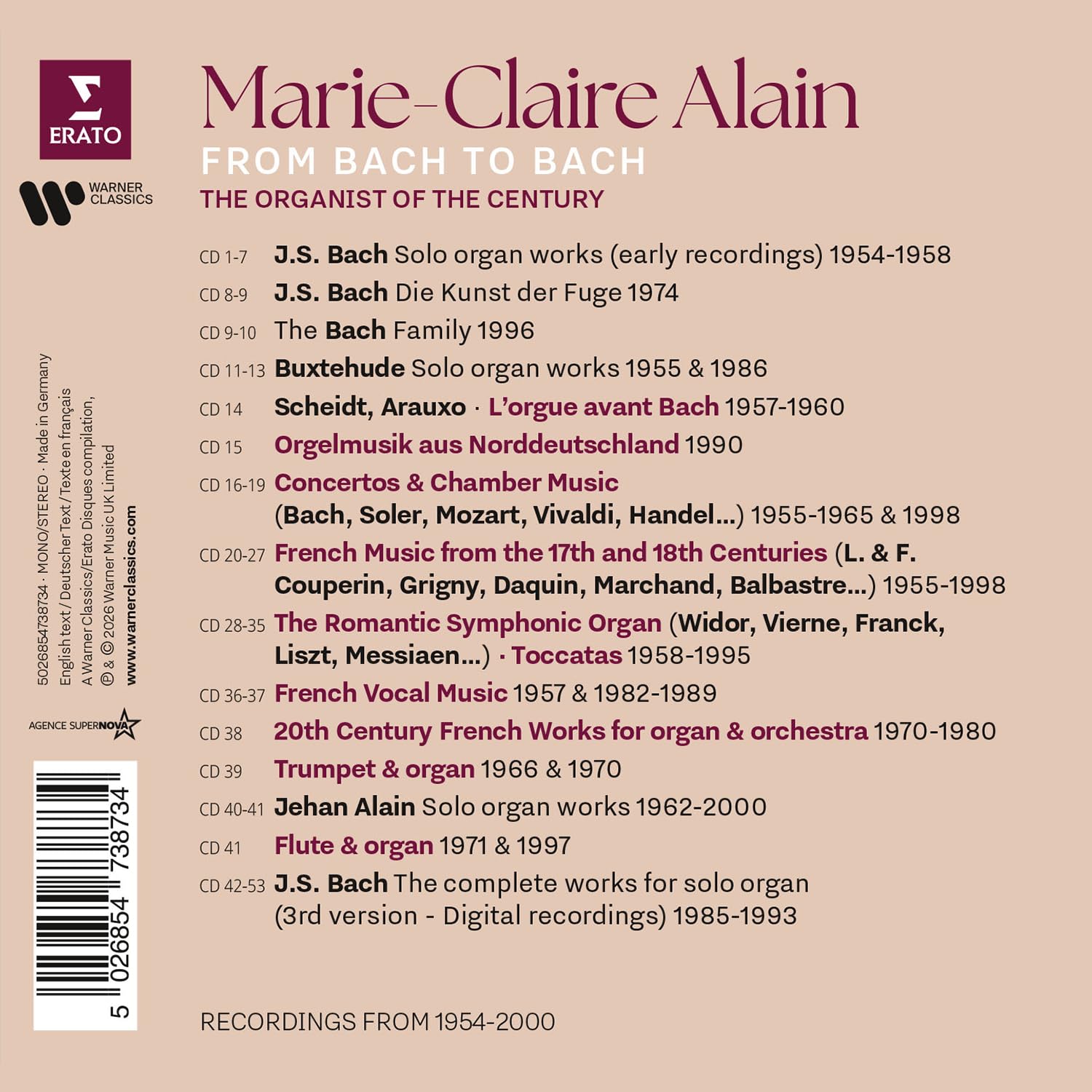 From Bach to Bach - the Organist of the Century