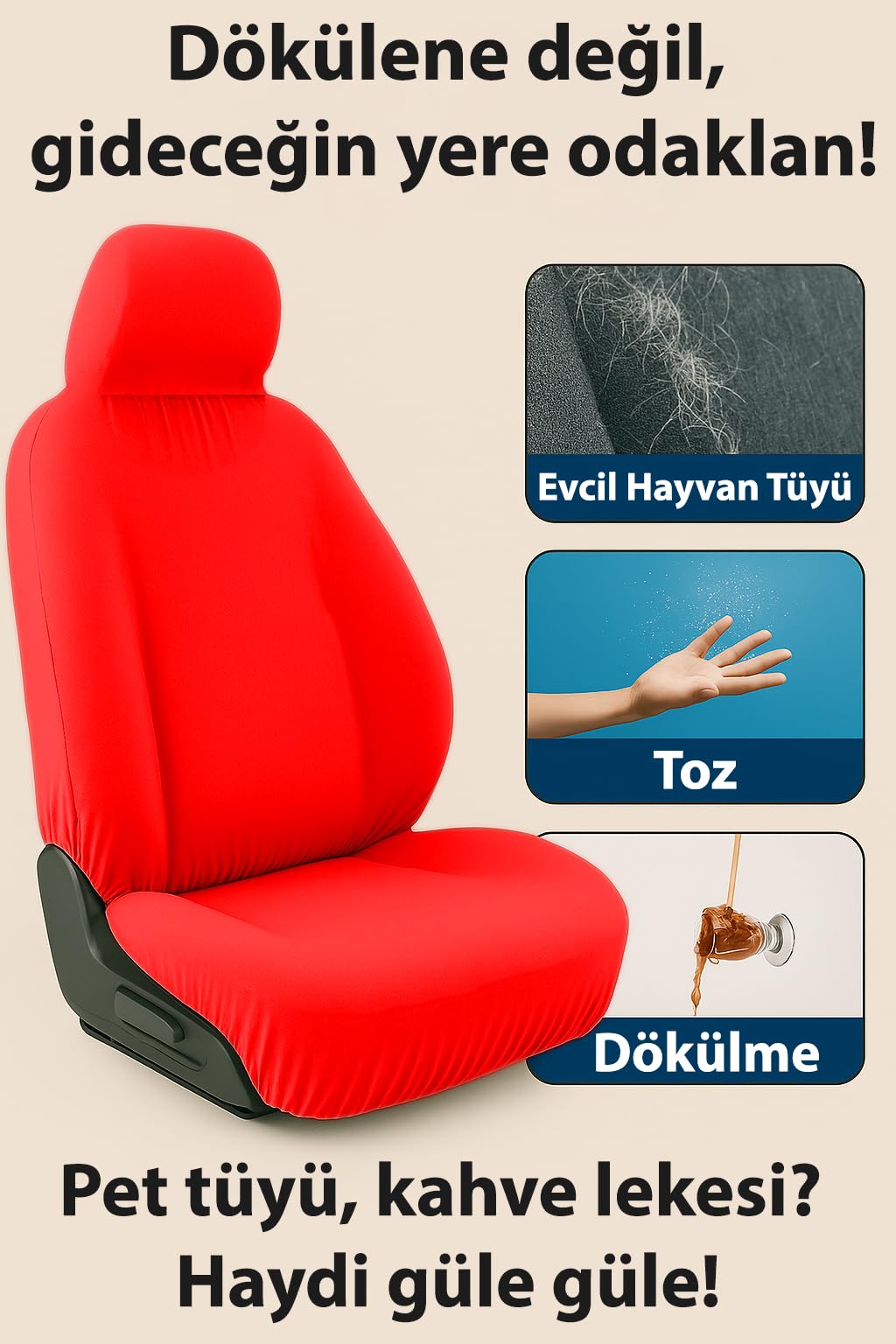 Aracınız için özel olarak tasarlanan Volvo ile uyumlu oto koltuk kılıfı ile sürüş Kırmızı