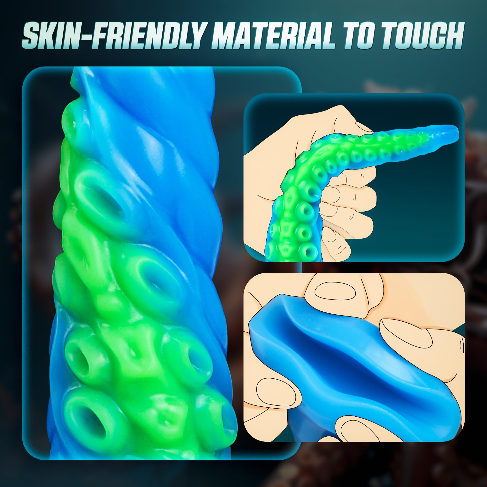 Luminous Tentacle Dildo Sex Toy - 12.9'' Anal Dildos Adult Toys, Strong Suction Cup Dildo Anal Sex Toys for C U G-Spot Stimulation, Soft Silicone Huge Dildo Womens Sex Toys for Men Couples Sex Machine