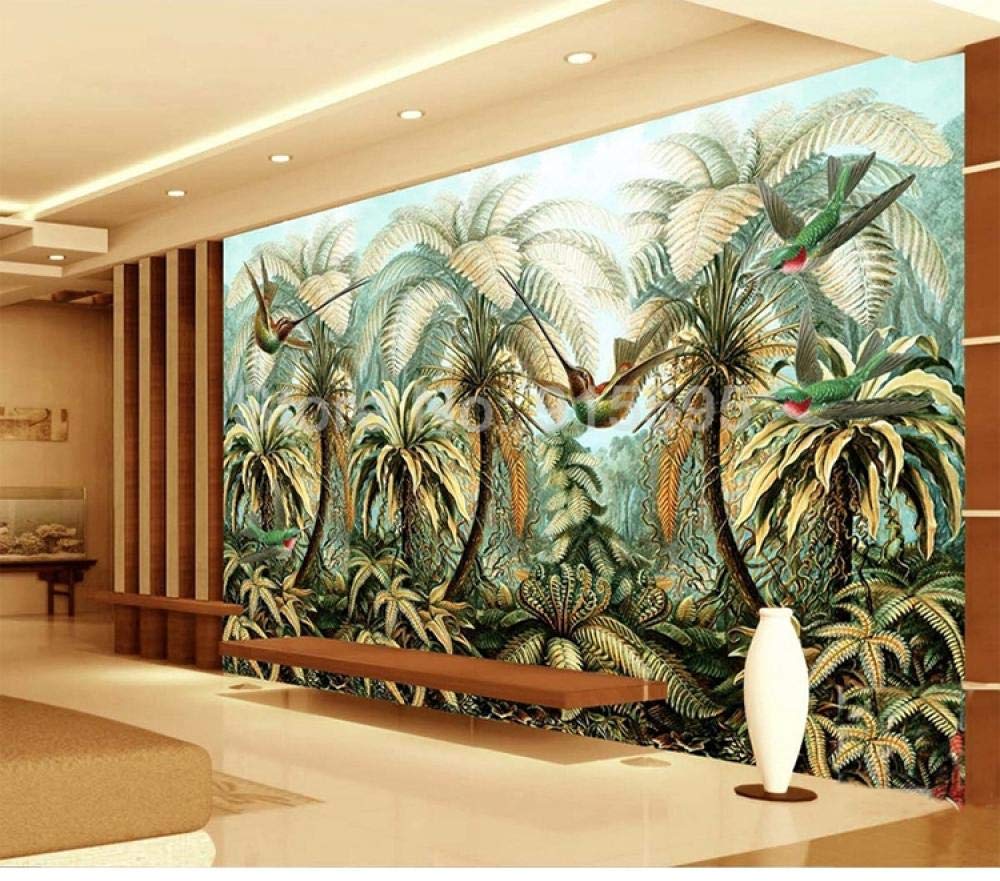Papier peint 3D forêt tropicale humide pour une chambre parentale cosy
