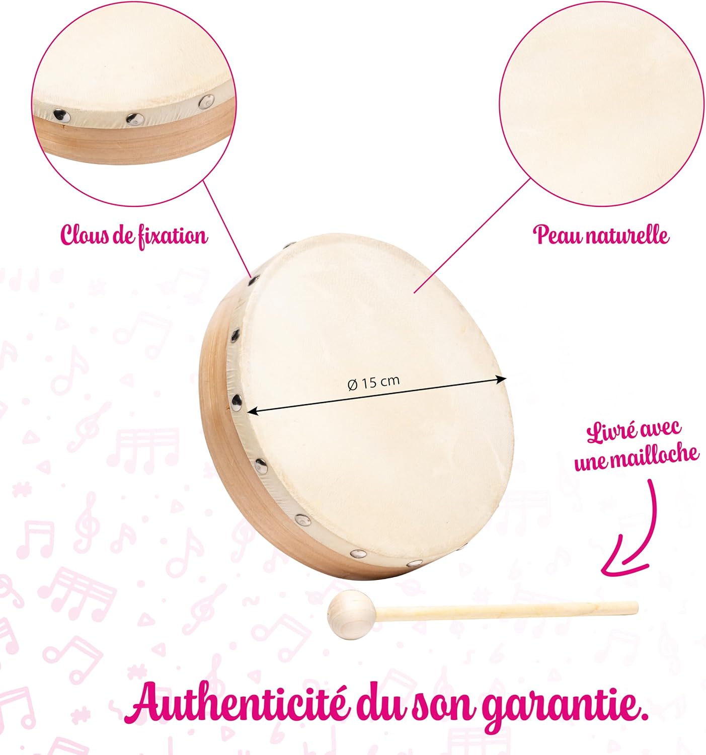 FUZEAU 70626 15 cm without Jingles Tambourine