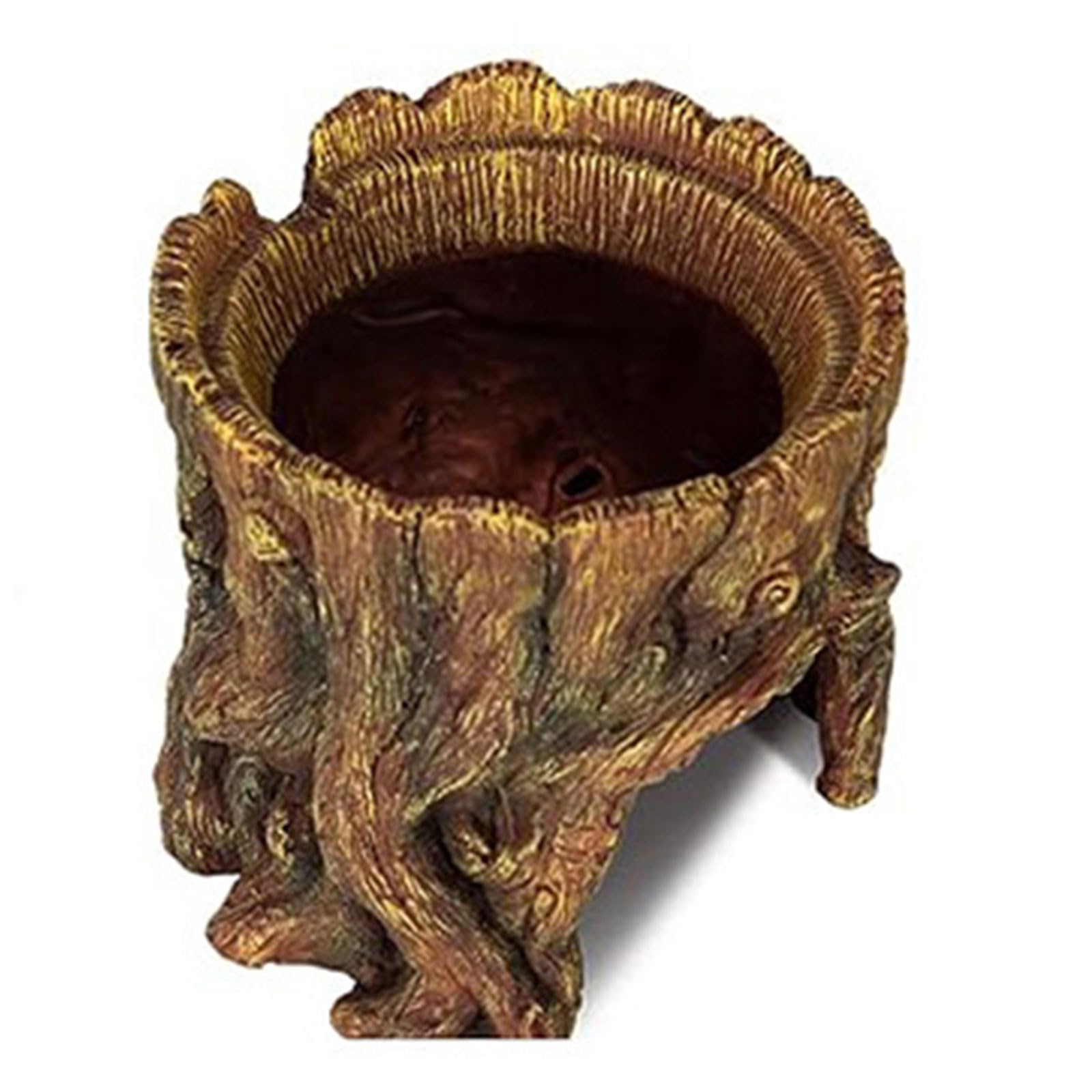 Cueva en forma de tocón para lagartos, terrarios, reptiles, en forma de muñón, dispensador de agua