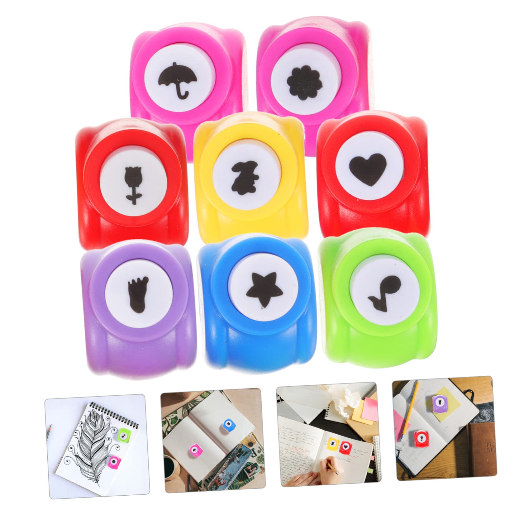 HOMSFOU 2 Set Punzoni Decorativi Per Carta Fustellatrice Manuale Per Scrapbooking E Creazioni Fai Da Te Include Forme Cuore Ombrello Stella Nota Musicale Piedino E Coniglio Per 8 Pezzi*2