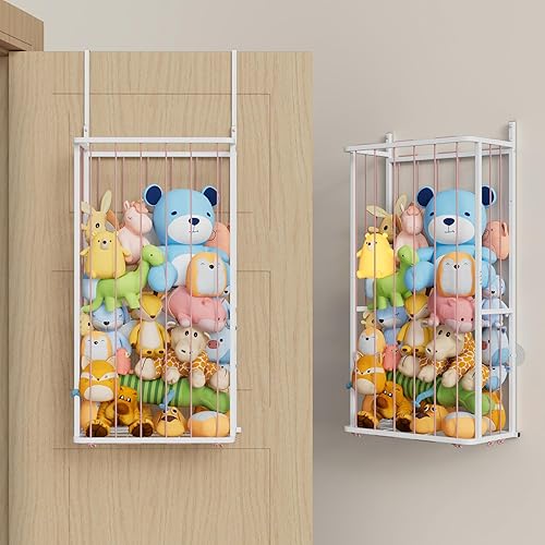Miniatura 10 de SWTYMIKI Almacenamiento grande de animales de peluche, organizador de animales de peluche sobre la puerta, almacenamiento de juguetes para