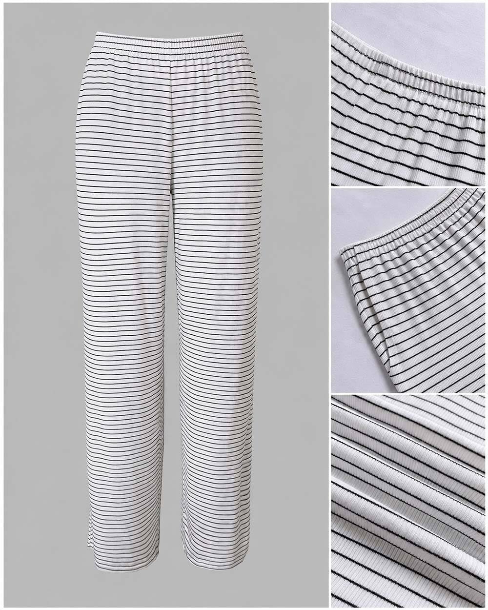 CHICME Women's 2 Piece Striped Knit Pajama Set Lounge image 5
