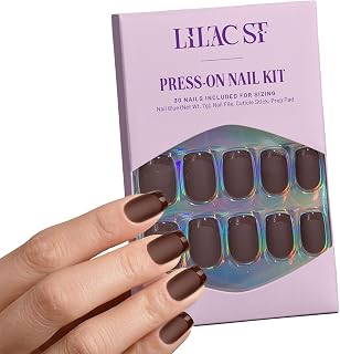 Lilac St - Press on Nails, Semi-Sweet (30 Nails, 15 Sizes) - Short, Square, Matte + Glossy, Opaque - Brush On Nail Glue, Nail File, Cuticle Stick, Prep Pad - Cruelty Free, Vegan, Women Founded