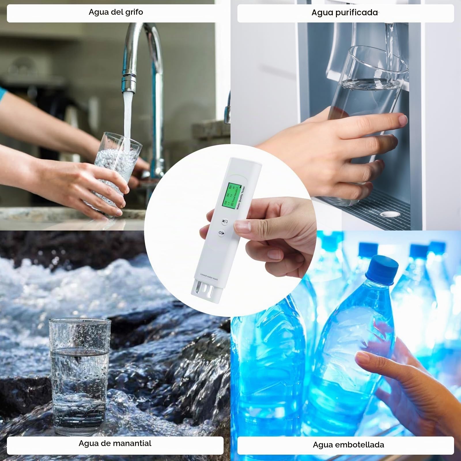Probador de turbidez 6 en 1: TDS EC y temperatura (°C,°F) 0-9990 ppm-metro, prueba de agua digital precisa y confiable for agua potable, grifo, pozo, piscina, sistema RO/DI
