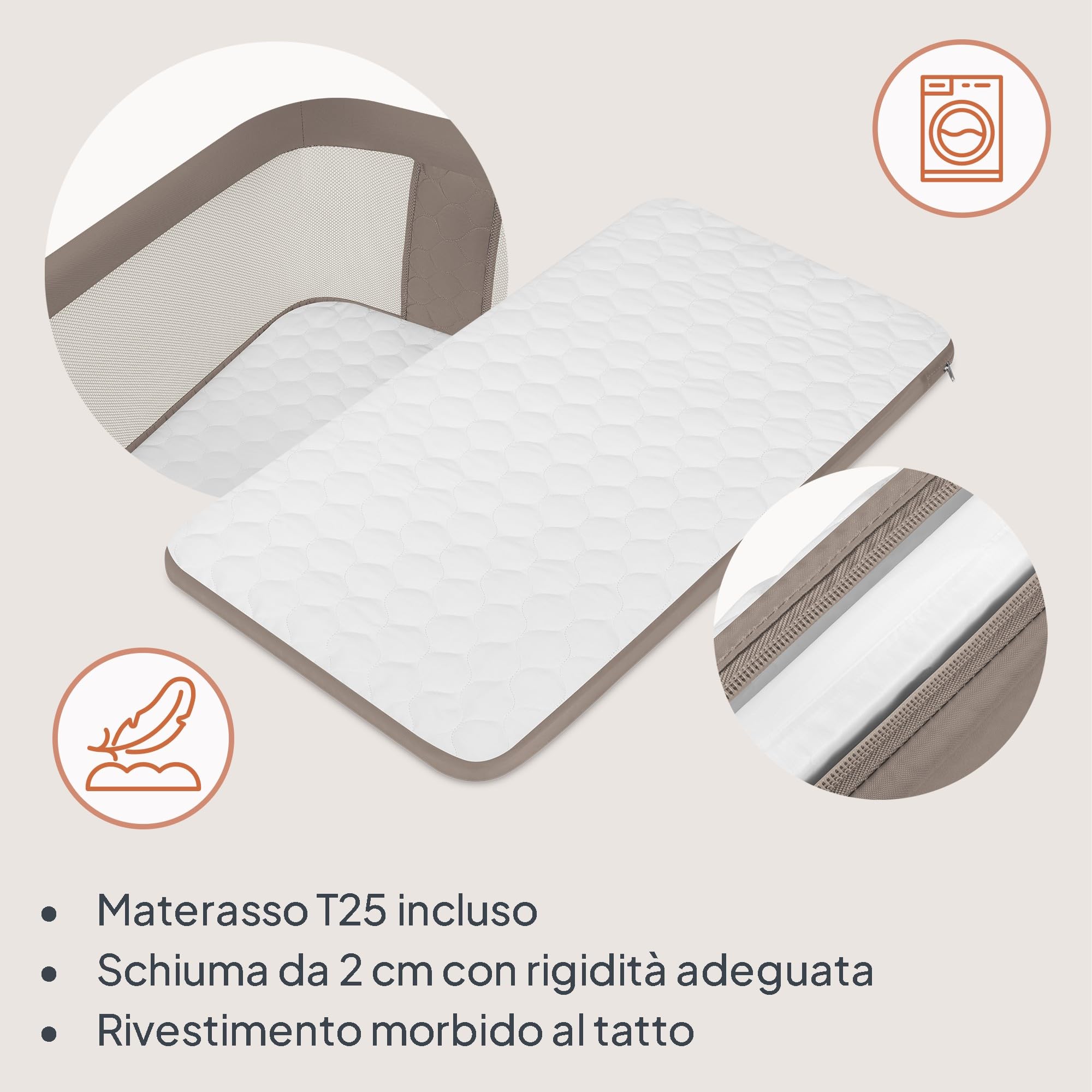 lionelo PARI Culla Co Sleeping Fianco Letto 3 in 1, Regolabile in Altezza 6 Livelli, Materasso T25 2 cm, Ruote con Blocco e Dondolo, Gambe Regolabili per Letto Continentale, Rivestimento Lavabile