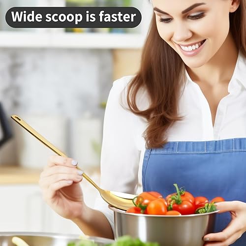 Miniatura 3 de Snailhouse Cuchara sólida, grande y grande de acero inoxidable de metal para cocina, cocina, mezcla, untado, cucharas para revolver para utensilios