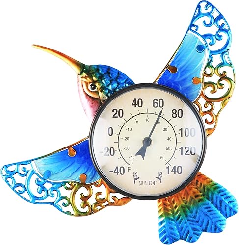 Termómetro interior al aire libre Patio Termómetro de pared Colibrí no requiere batería colgante decoración higrómetro