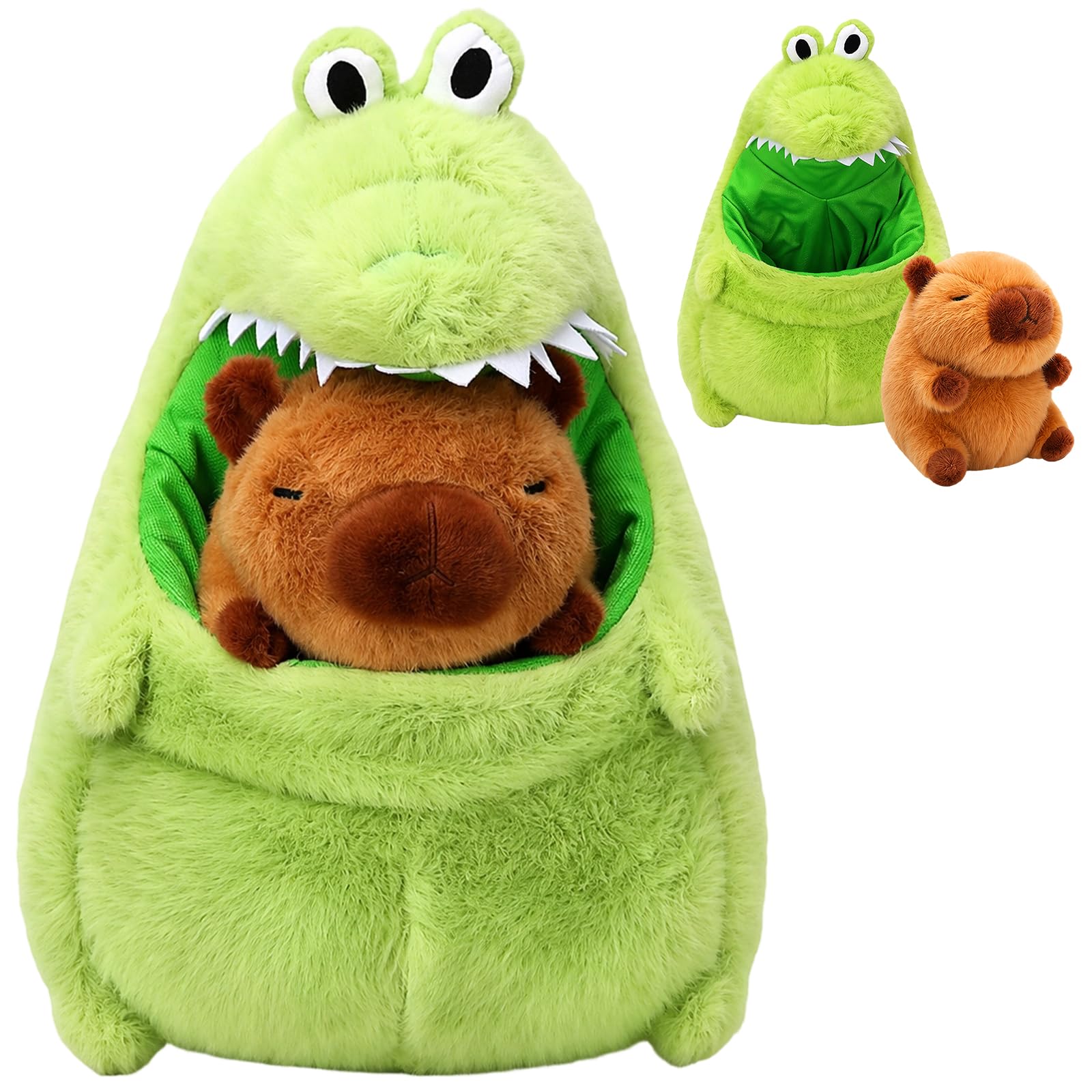KAZGVN Capybara Plush, 25 CM/12.59 INCH Cute Crocodile Soft Plush Capybara Plushies With Babies Cartoon Stuffed Animal, Stuffed Animal Realistic Doll Toy for Christmas New Year Birthday Friends Gifts