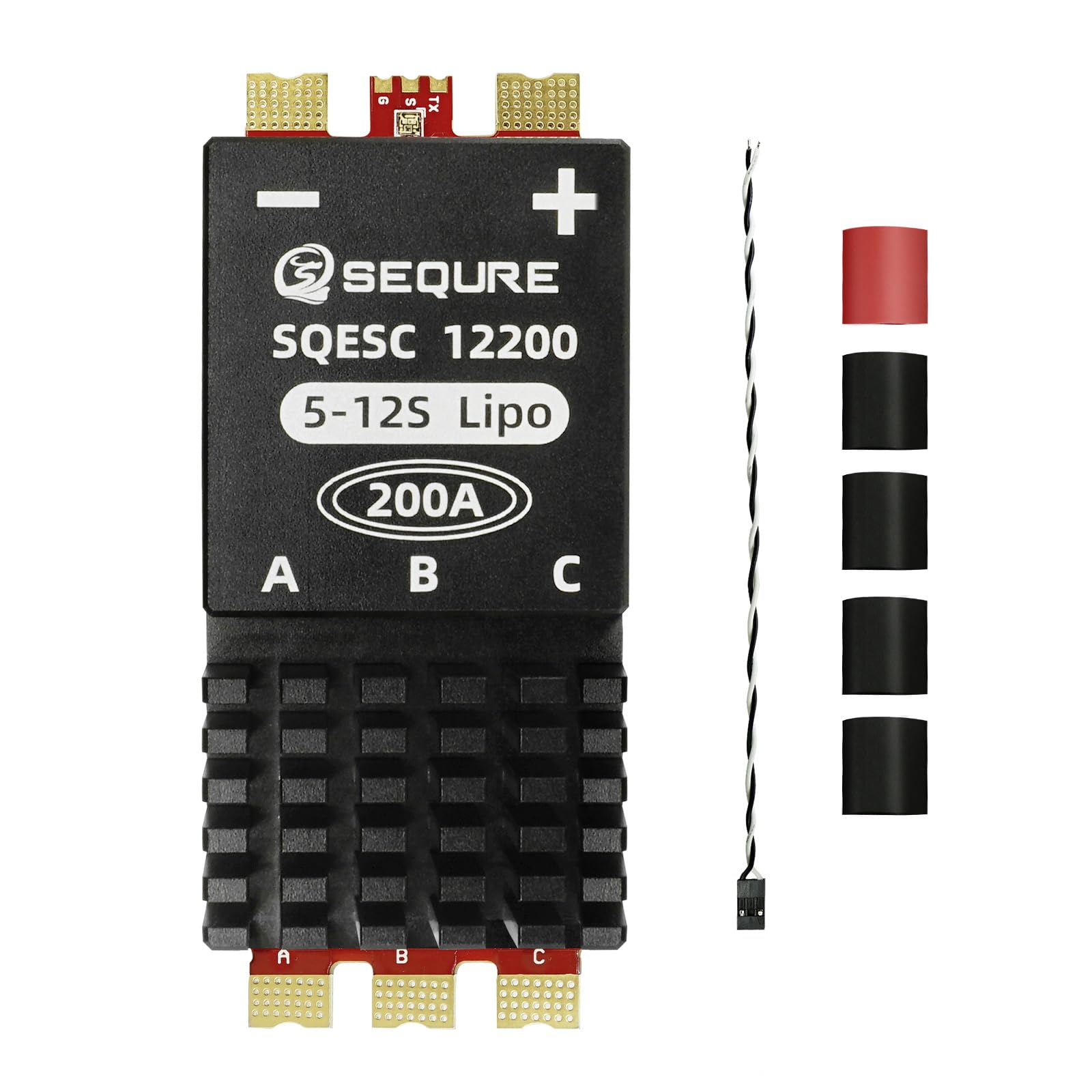 SEQURE 200A Brushless ESC 5S-12S Electric Speed Controller for RC Cars Boats Crawler Tank - AM32 Firmware (NO BEC)