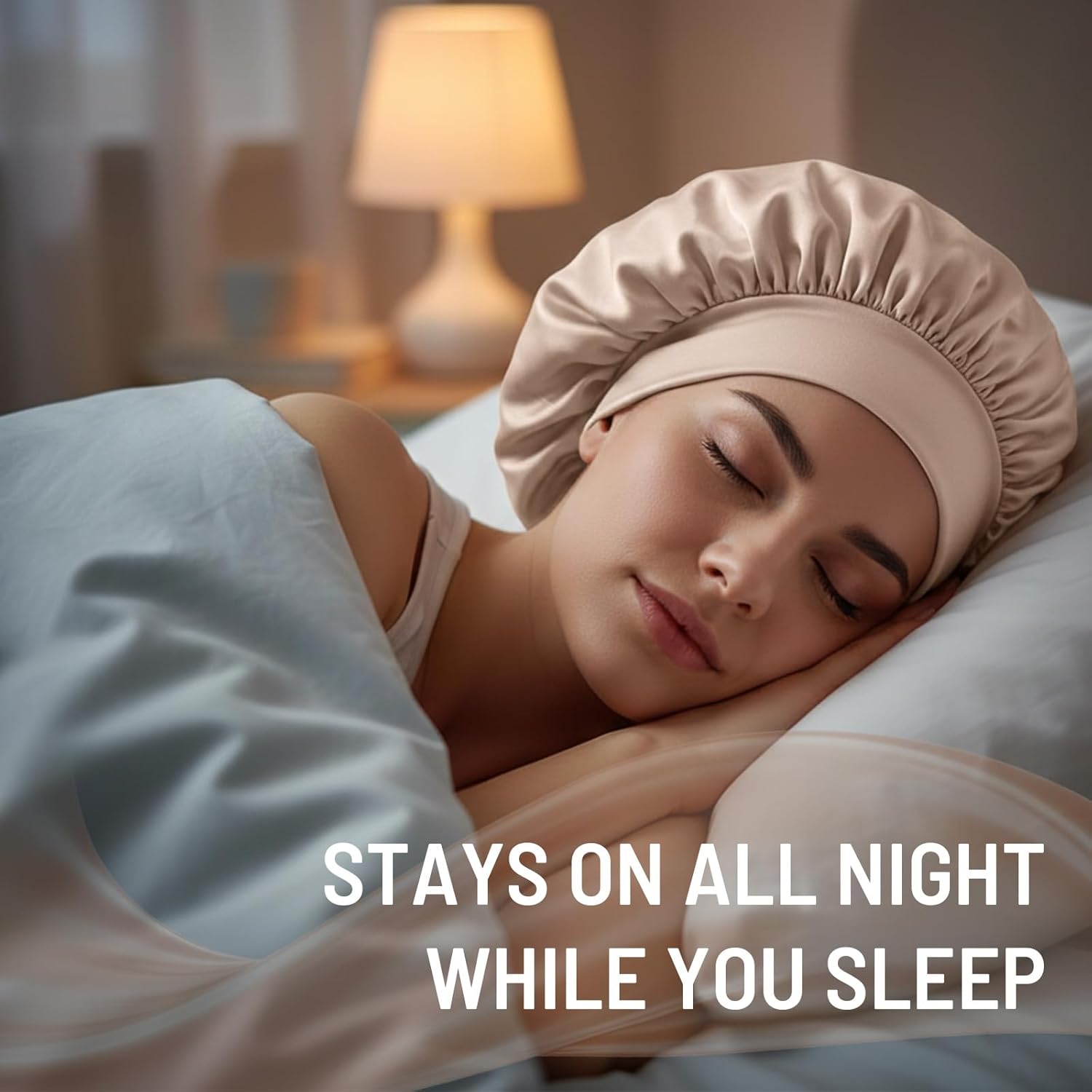 Silk Bonnet for Sleeping Women Curly Hair Bonnets with Tie Band Double Layer Reversible Sleep Bonnet Silk Hair Wrap Sleep Cap - Image 3