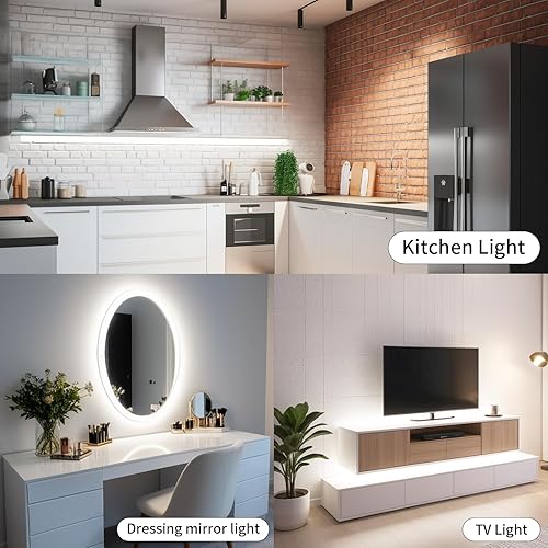 Miniatura 6 de Tira de luces LED de neón blancas, 16.4 pies, 12 V, flexible, impermeable, de silicona, para dormitorio, cocina, fiesta, festival, decoración