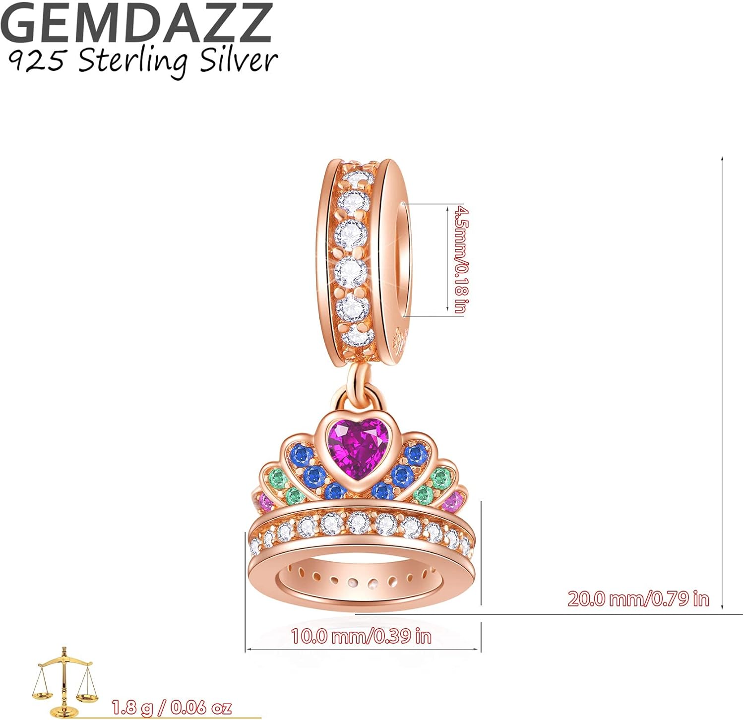 GEMDAZZ 925 Sterling Silver Valentines Day Charms Heart Charms, I Love You to The Moon and Back Pendant, Cupid Arrow and 4 Leaf Clover Beads fit European Bracelets, Gift for Lover/Wife/Girls