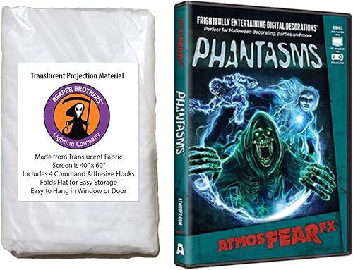 Maxx Flex AtmosFearFX Phantasms Halloween DVD and Reaper Brothers Pantalla de proyección de ventana de alta resolución